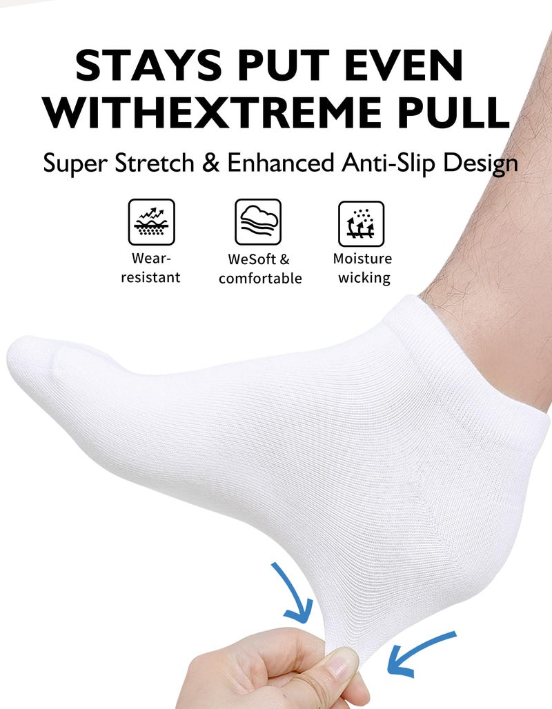 CLOSEMATE جوارب كاحل CLOSEMATE 10 أزواج للرجال والنساء قطن مريحة غير قابلة للانزلاق قصير للارتداء اليومي (10 أبيض، مقاس M) - Image 3